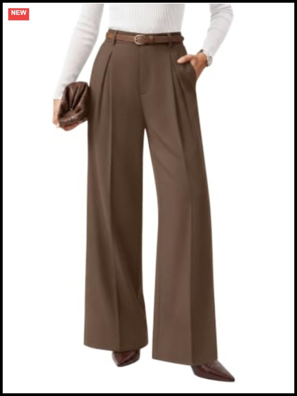 Women's Wide Leg Work Pants Business Casual Loose Slacks with Pockets